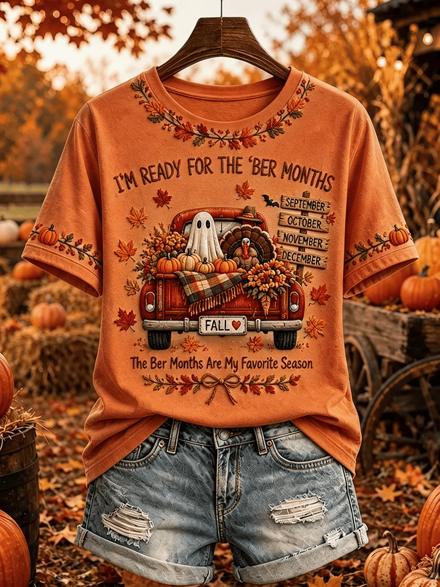 Women's Vintage I'm Ready For The Ber Months Print Casual T-shirt