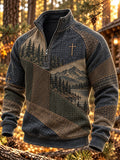 Men'S Autumn/Winter "Retro Faith" Zip-Up Sweatshirt