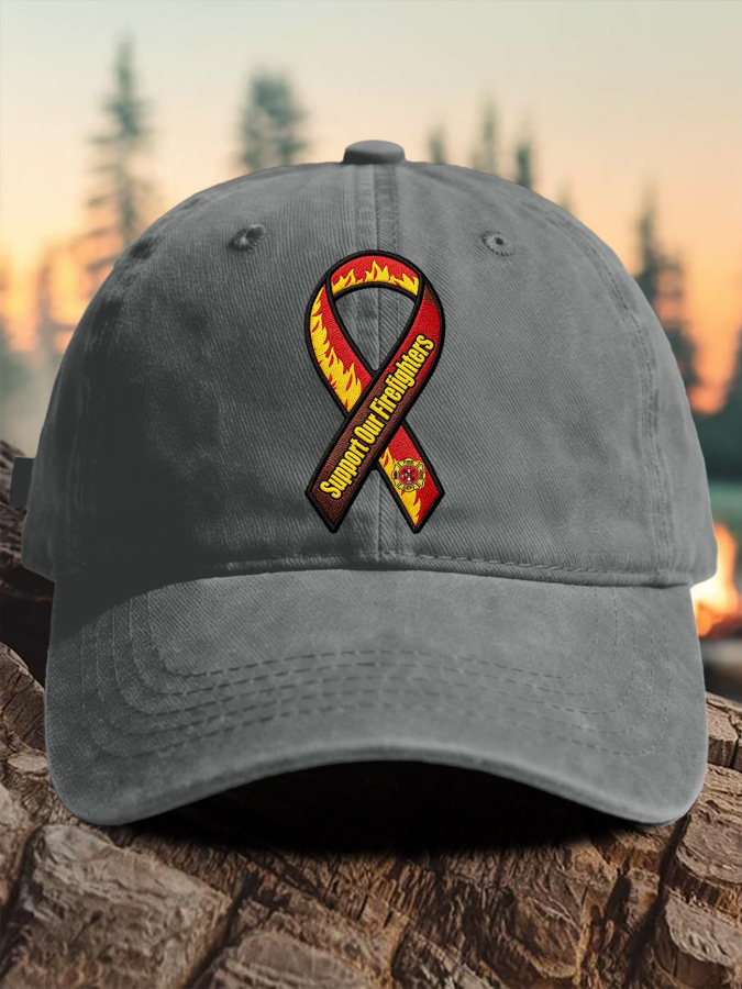 Retro Support Our Firefighters Print Baseball Cap