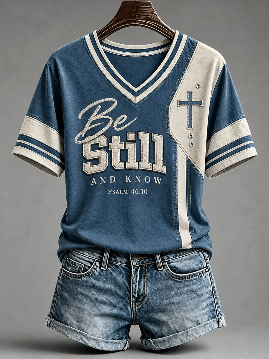 Women's Be Still And Know Psalm 46:10 Printed  T-Shirt