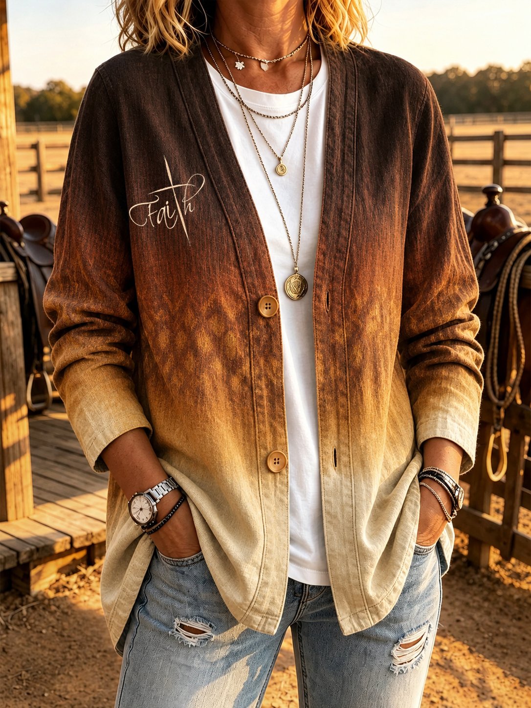 Women's Vintage Western-Style Top