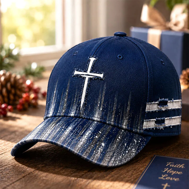 Blue Cross Faith Distressed Baseball Cap