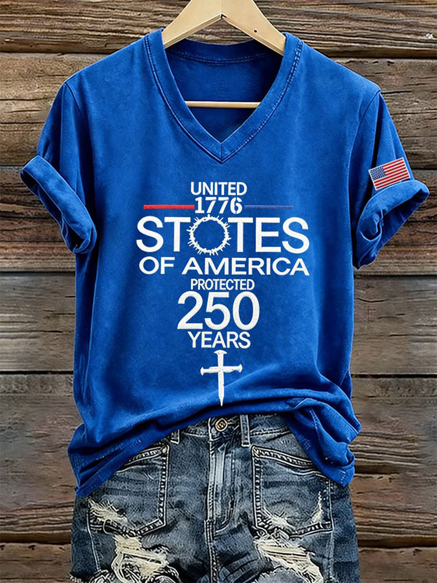 Women's America 250 1776-2026 Freedom Faith Print T-shirt
