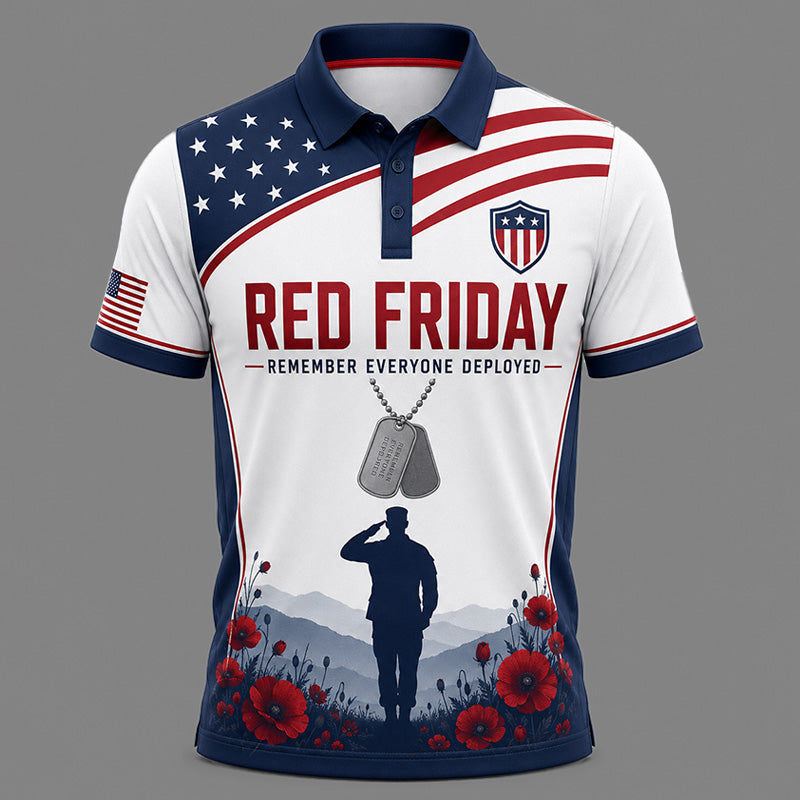 Red Friday Art Print Casual Polo Shirt
