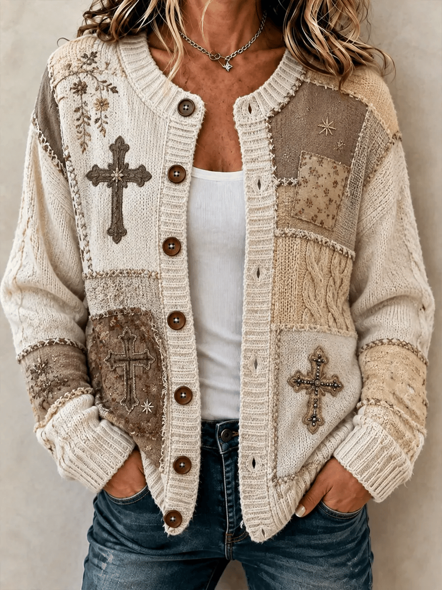 Women's Casual Printed Knit Cardigan