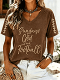 Women's Football And Jesus Faith Printed T-shirt