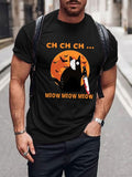 Men's Halloween Artistic Cat Print Short Sleeve T-shirt