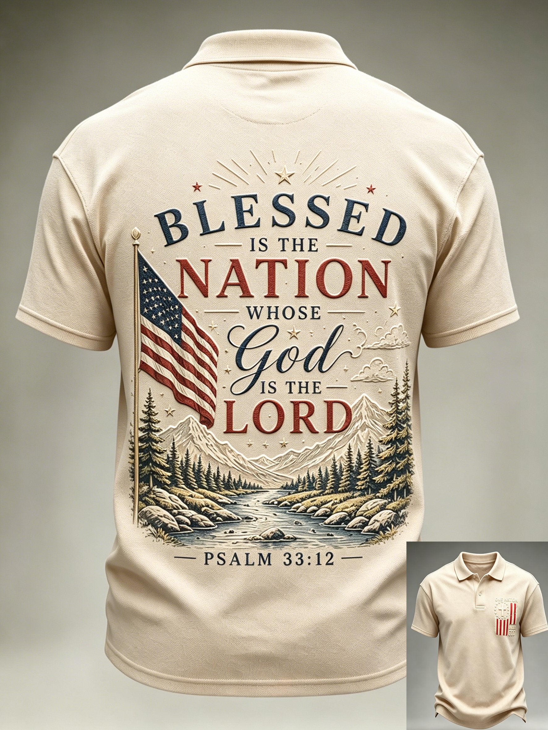Men's "Faith" Print Polo Shirt