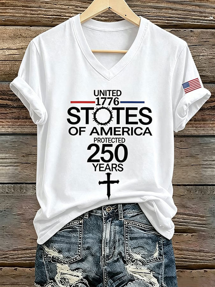 Women's America 250 1776-2026 Freedom Faith Print T-shirt