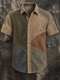 Men's Vintage Faith Faux-Linen Short-Sleeve Shirt