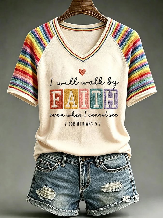 The Woman'S "Even Though I Can'T See, I Will Still Move Forward With Faith" T-Shirt