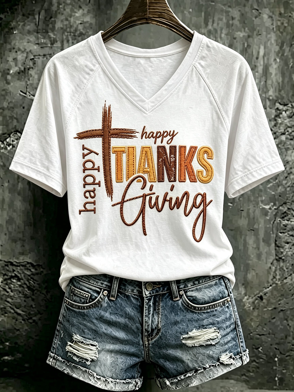 Women's Thanksgiving Print Casual T-shirt