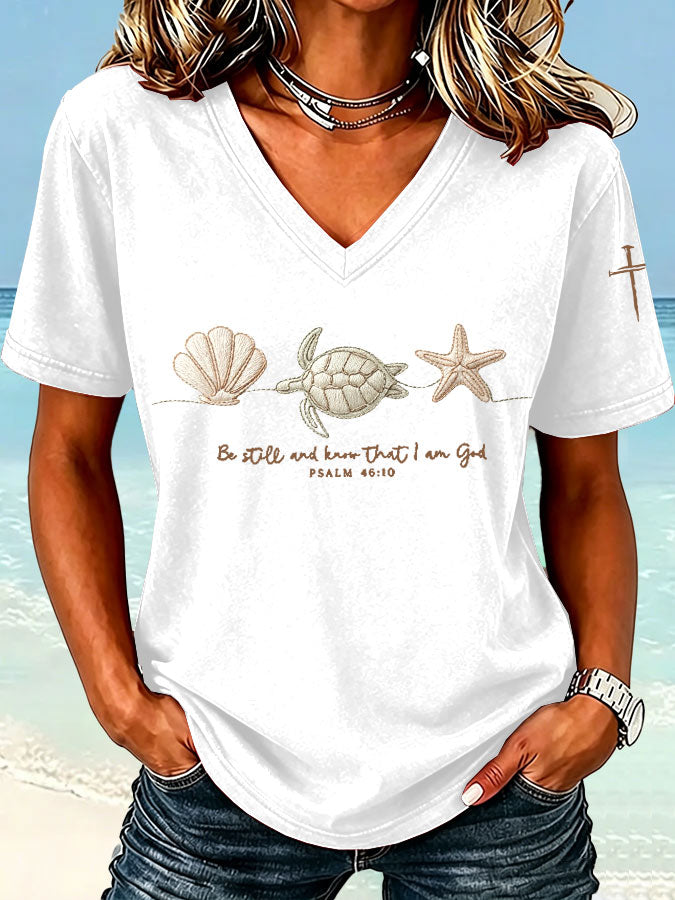 Women'S Faith Cross Printed Casual T-Shirt