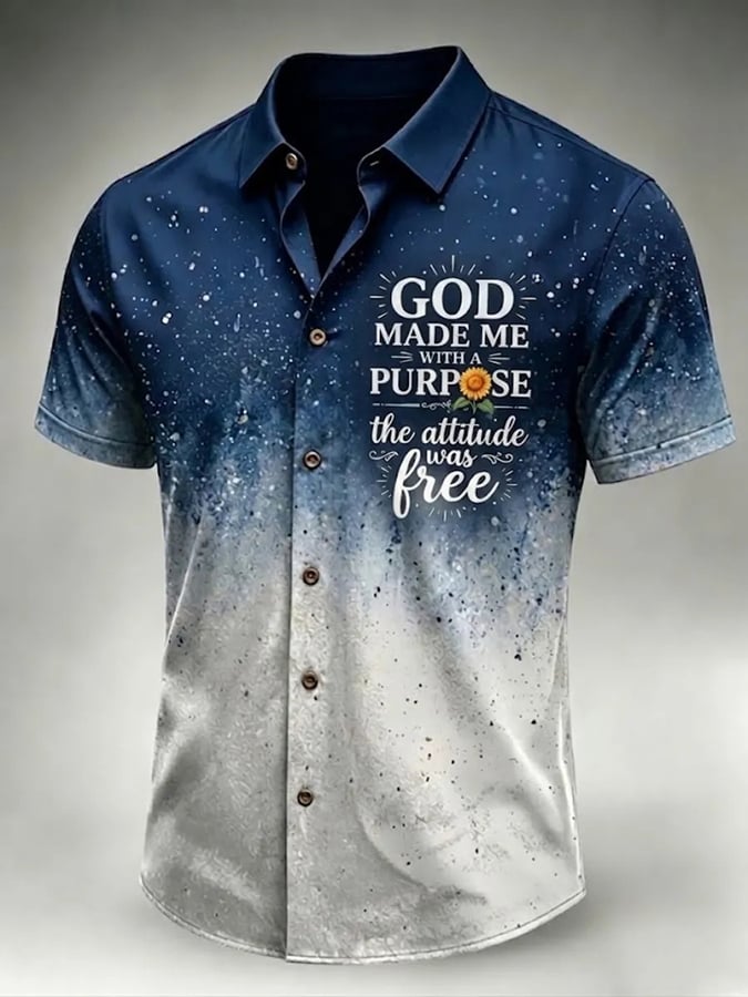Men's God Made Me With A Purpose The Attitude Was Free Print Casual Shirt