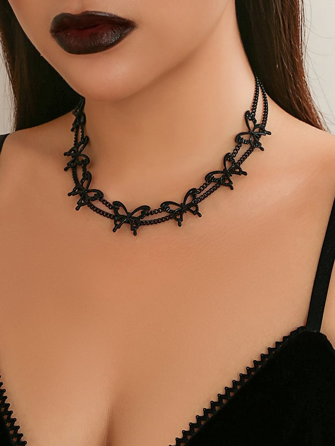 Halloween Gothic Dark Butterfly Chain Choker