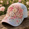 Pink Blue Colorblock 3D Floral Baseball Cap