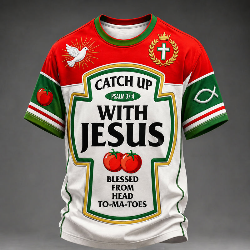 Men's Retro Faith Print  Casual T-Shirt