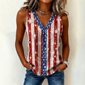 Patriotic Vintage Stars & Stripes V-Neck Tank Top – Red White Blue Sleeveless Shirt