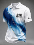 Men's Jesus Is The Light Faith Cross Print Polo Shirt