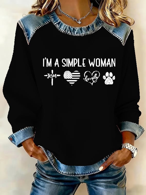Women's printed patchwork sweatshirt