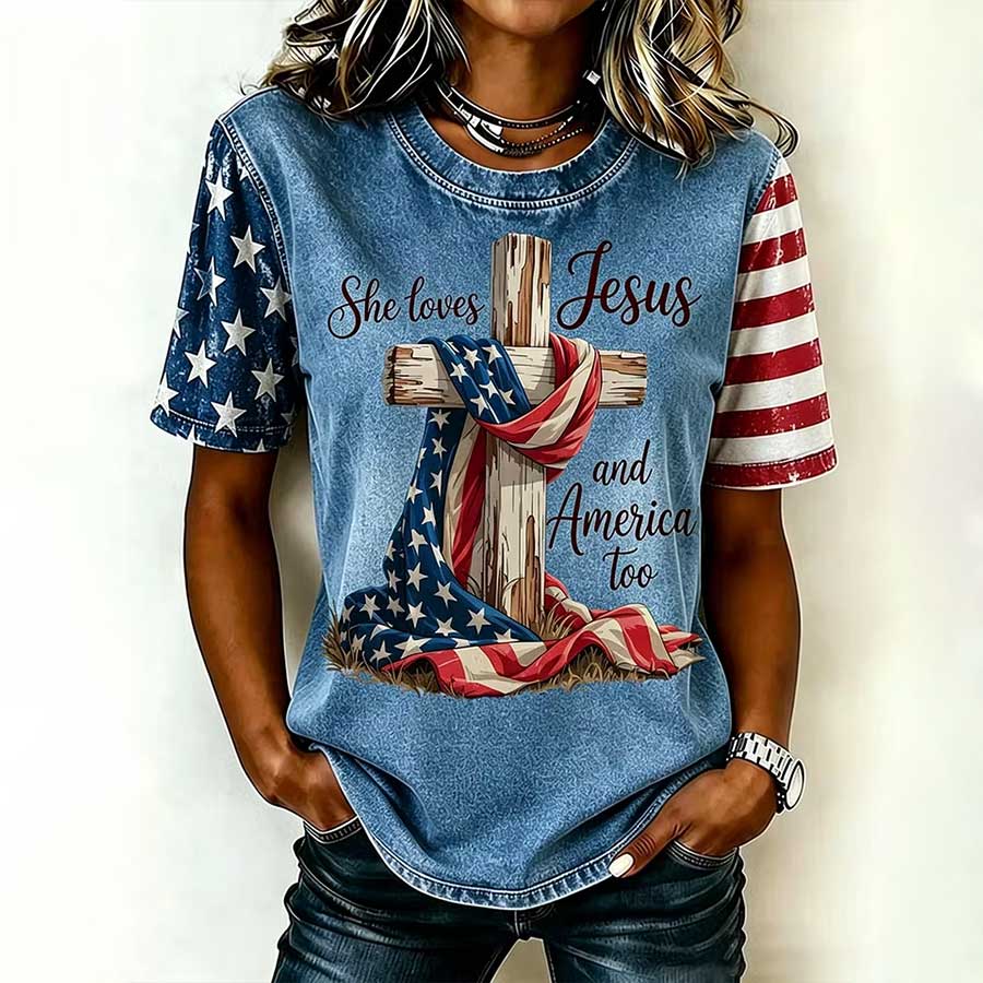 Women's  Faith And Freedom Independence Day T-Shirt
