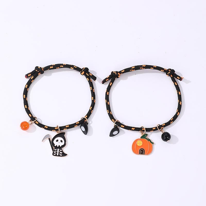 Fashionable And Creative Pumpkin Ghost Pendant Magnet Design Bracelet