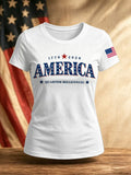 Women's Casual USA 250th Celebration Print Short Sleeve T-shirt