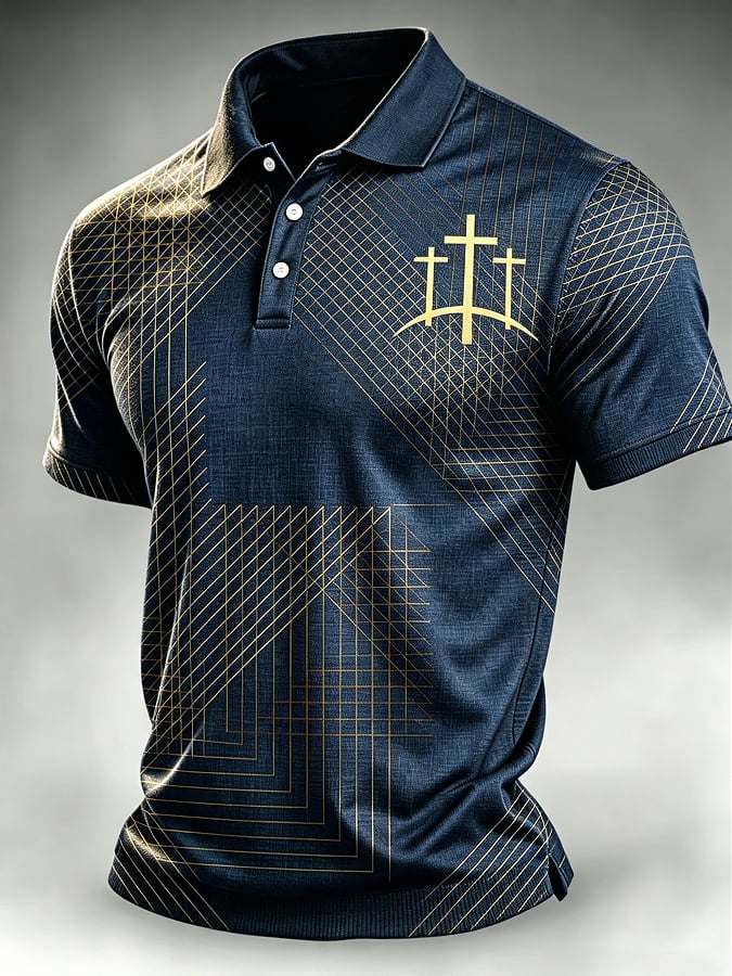 Men's Faith Cross-Print Short-Sleeve Polo Shirt