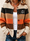 Women's Cross-Print Knit Cardigan