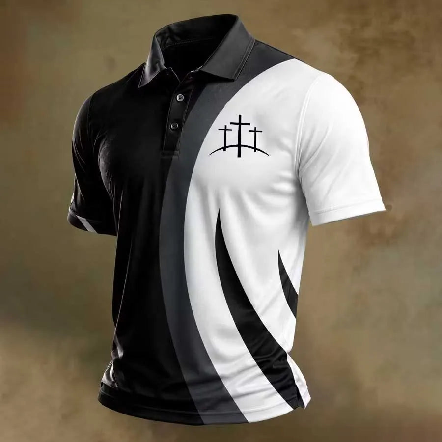 Men's Faith Cross Printed Polo Shirt