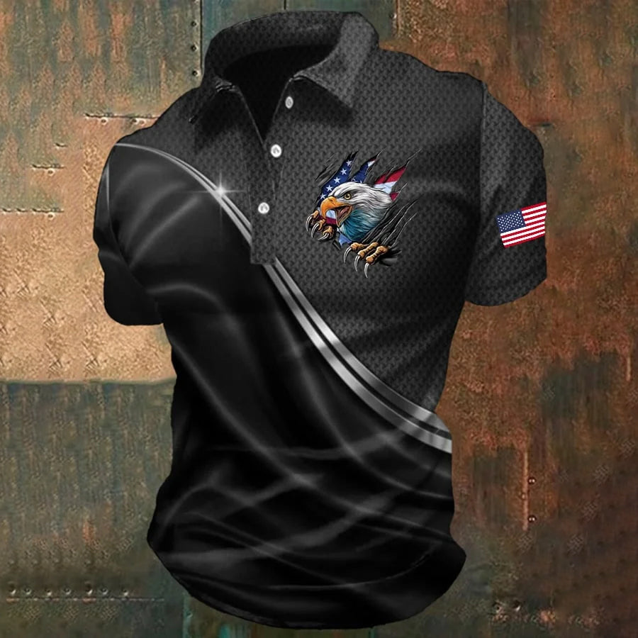Men's America 250th Anniversary Print Casual Polo Shirt