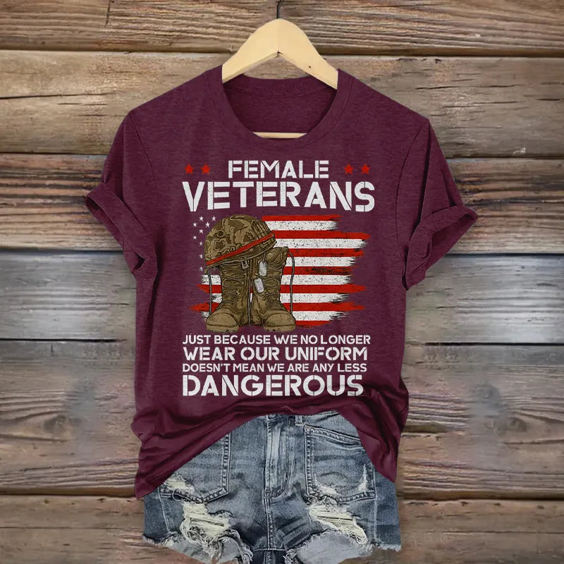 Women's Veteran Casual Printed T-shirt
