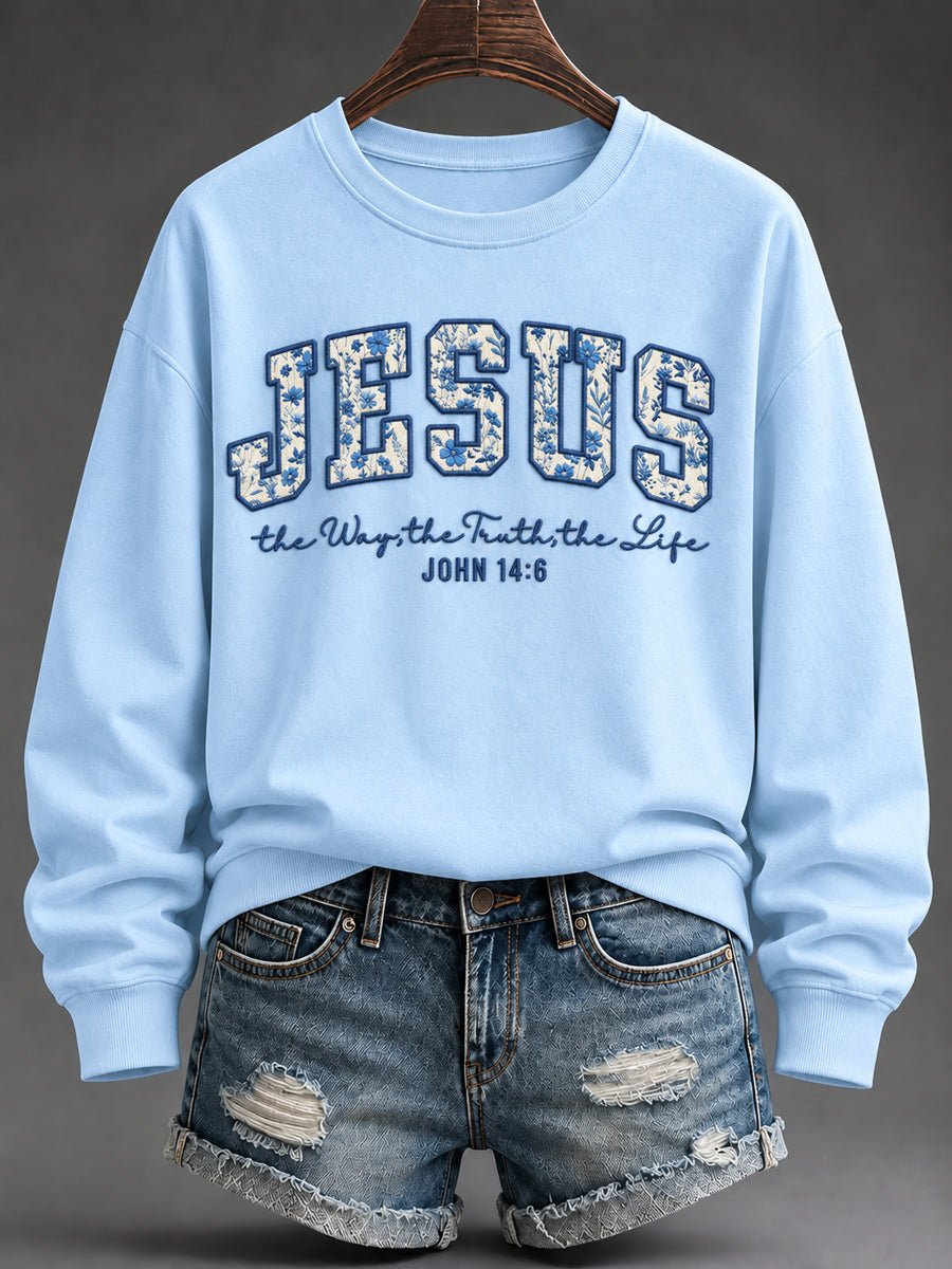 Women's Jesus The Way The Truth The Life Print Casual Sweatshirt
