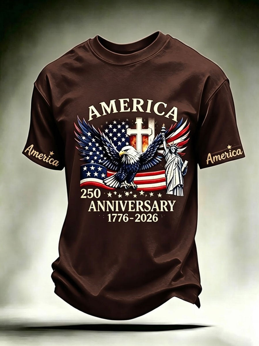 Men'S Casual American 250Th Anniversary Faith Short Sleeved T-Shirt