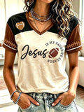 Women's Football And Jesus Faith Print T-shirt