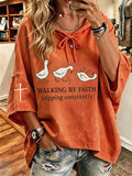 Women's Faith Cross Print Hooded Sweatshirt