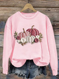 Women's Autumn Pumpkin Embroidery Print Sweatshirt