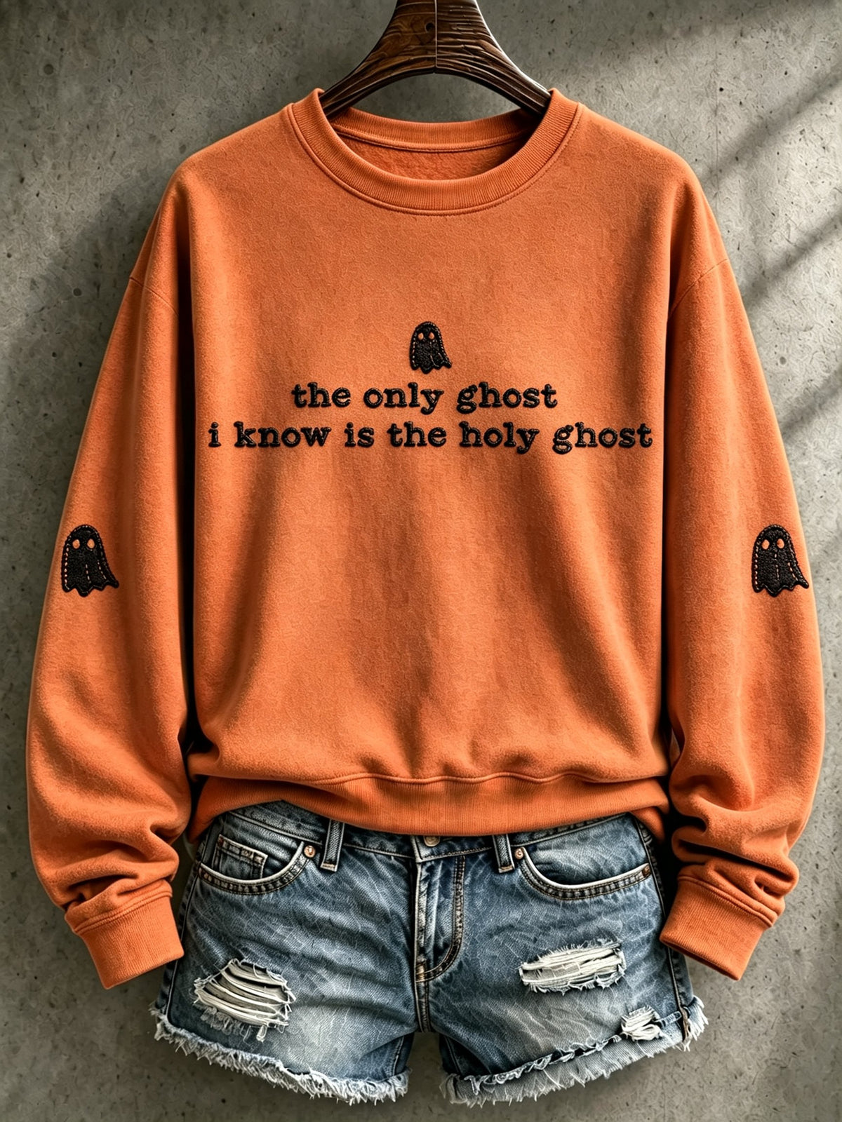 Women's The Only Ghost,I Know Is The Holy Ghost Print Crewneck Sweatshirt