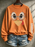 Women's Retro Thanksgiving Turkey Print Hoodie