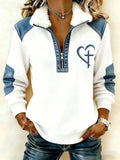 Women's Casual Color-Blocked Fleece-Lined Color-Blocked Sweatshirt