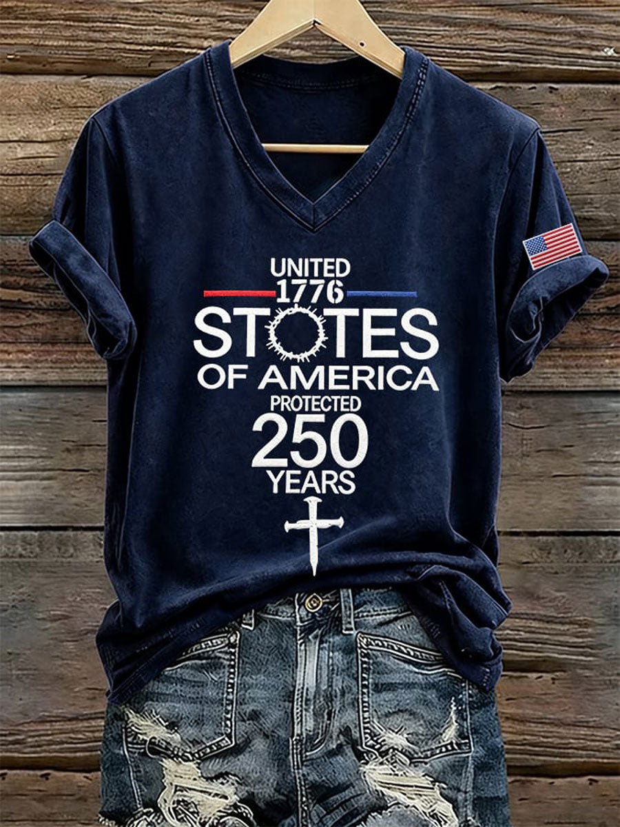 Women's America 250 1776-2026 Freedom Faith Print T-shirt