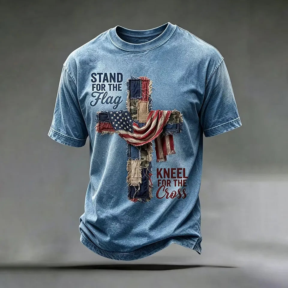 Religious Faith Cross Jesus Casual Printed Round Neck T-Shirt
