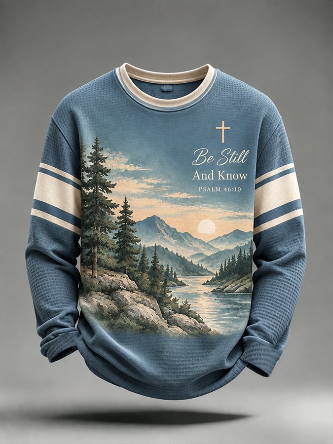 Men's Be Still And Know Psalm 46:10 Printed Waffle-Knit Top