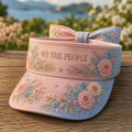 Pink & Blue Gradient Floral Bow Women’s Sport Visor Hat