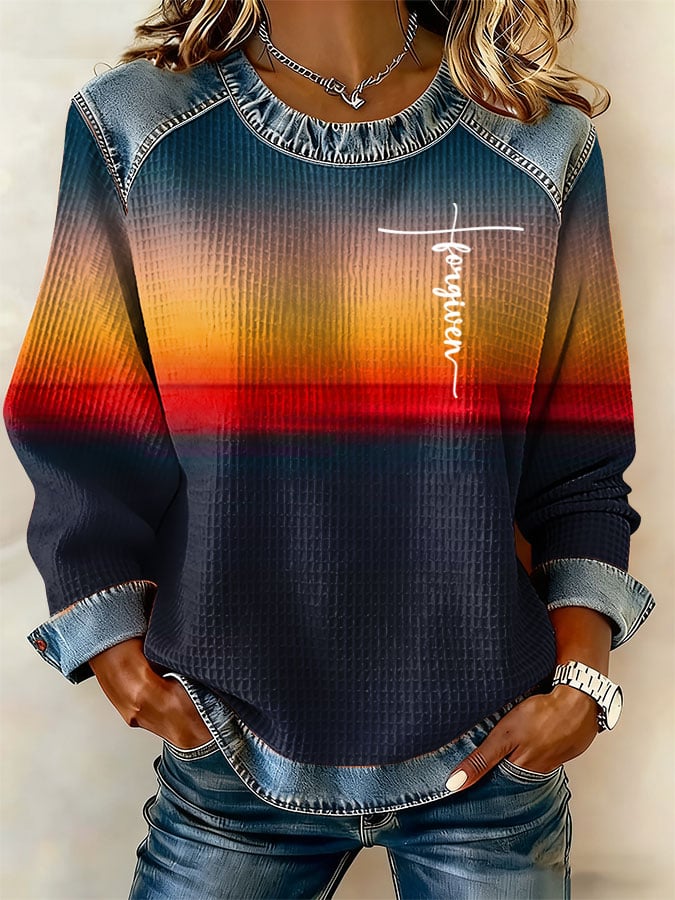 Women's Retro Faith Print Sweatshirt