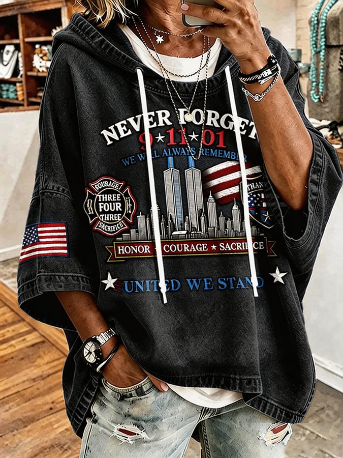 9.11 Never Forget Print Hooded Sweatshirt