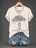 Women's He Left The 99 To Find Me Print V Neck T-shirt
