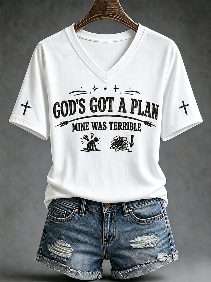 Women's God's Got A Plans Mine Was Terrible Faith Print T-shirt