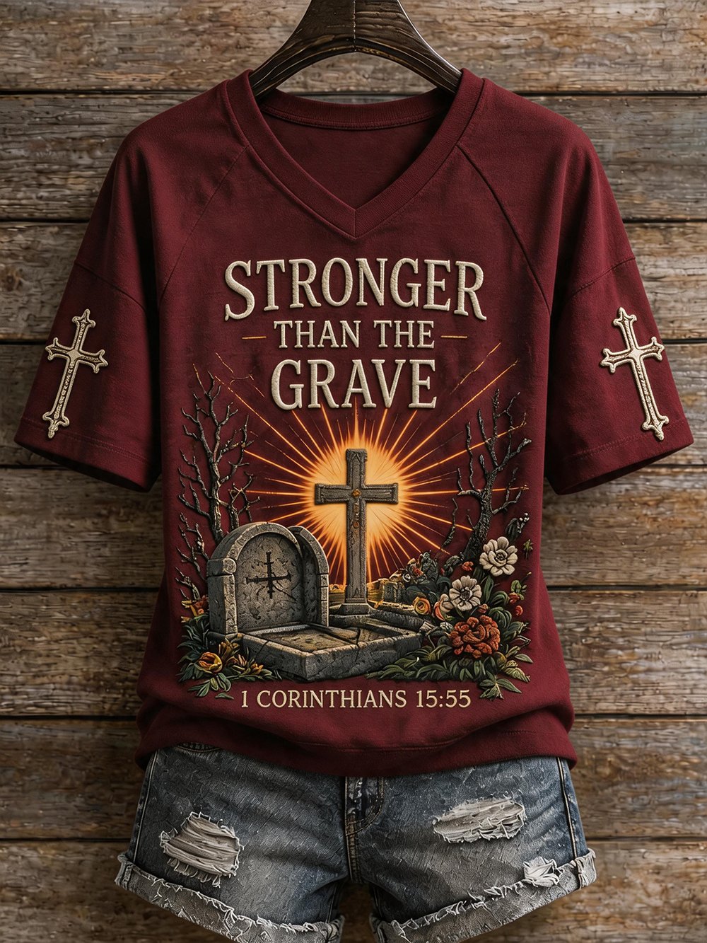 Women's Casual Halloween Print V-Neck T-Shirt