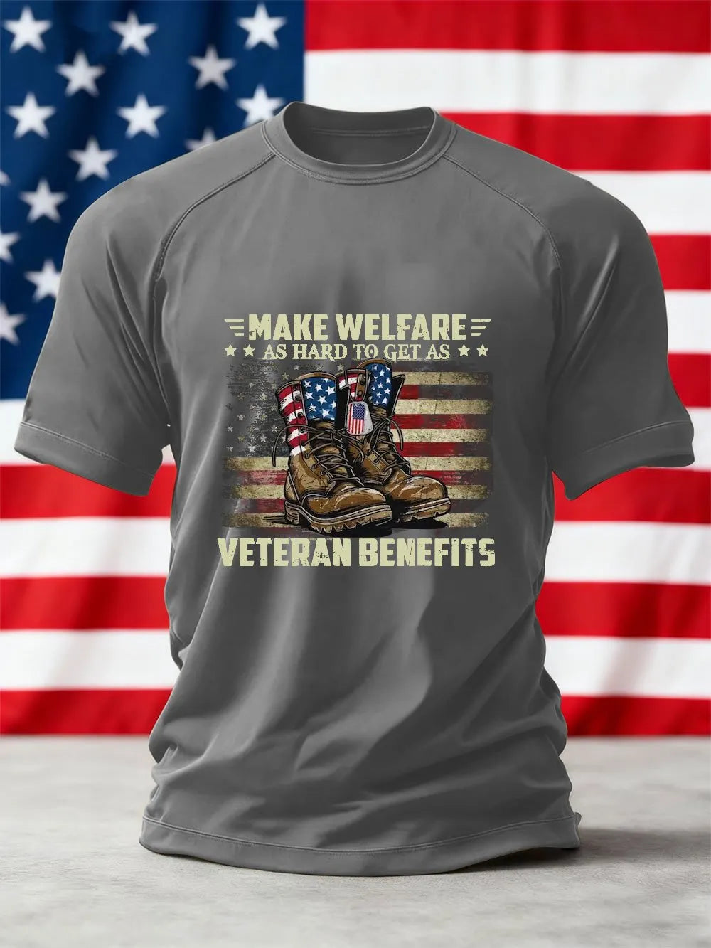 Men's Veterans Day Printed Crew Neck Short Sleeve T-Shirt